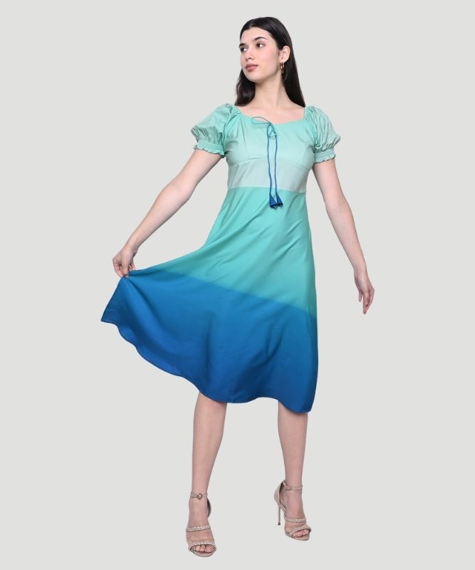 Women's Multicolor Ombre Fit & Flare Midi Dress