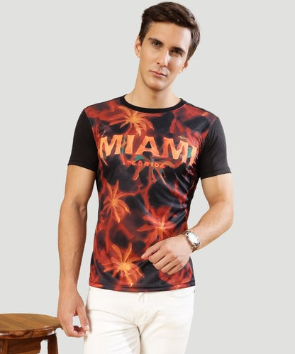 Men's Black Graphic Print Half Sleeves Regular Fit T-Shirt